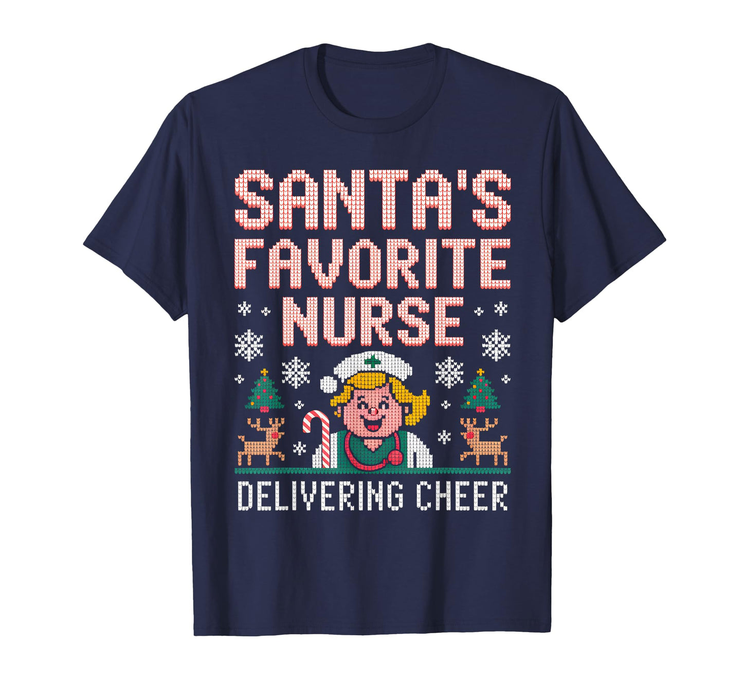 Santa’s Favorite Nurse Ugly Christmas Sweater Funny T-Shirt