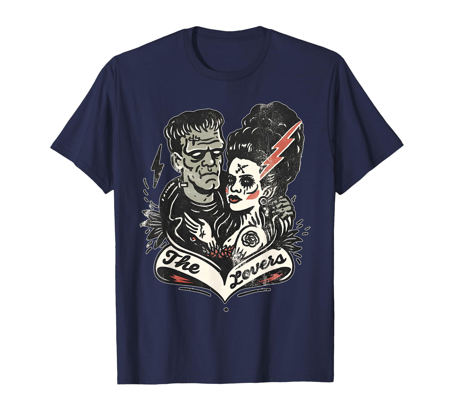 The Lovers Frankenstein & Bride Tarot Card Vintage Horror T-Shirt