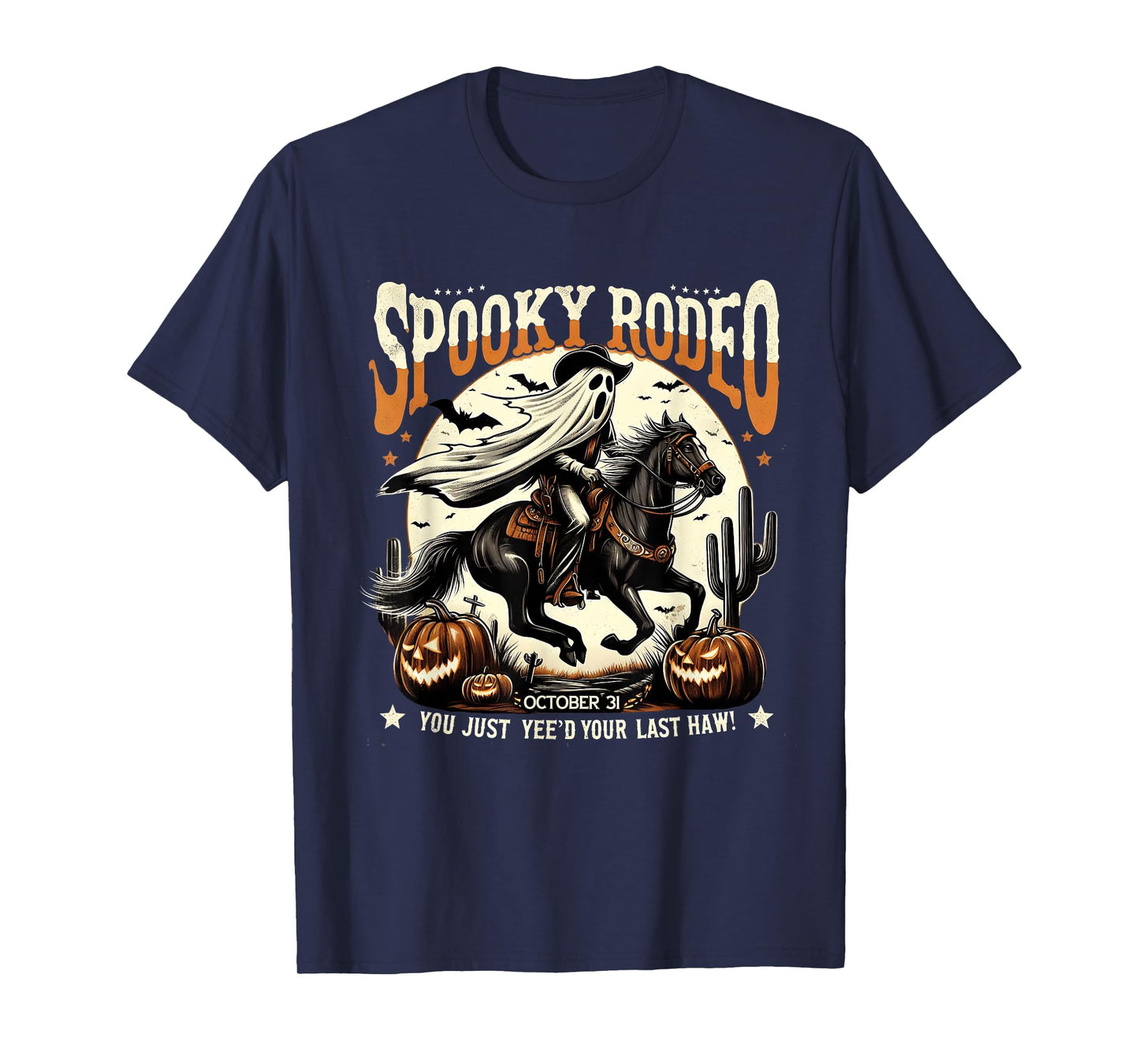 Ghost Cowboy Halloween Western Vintage Design T-Shirt