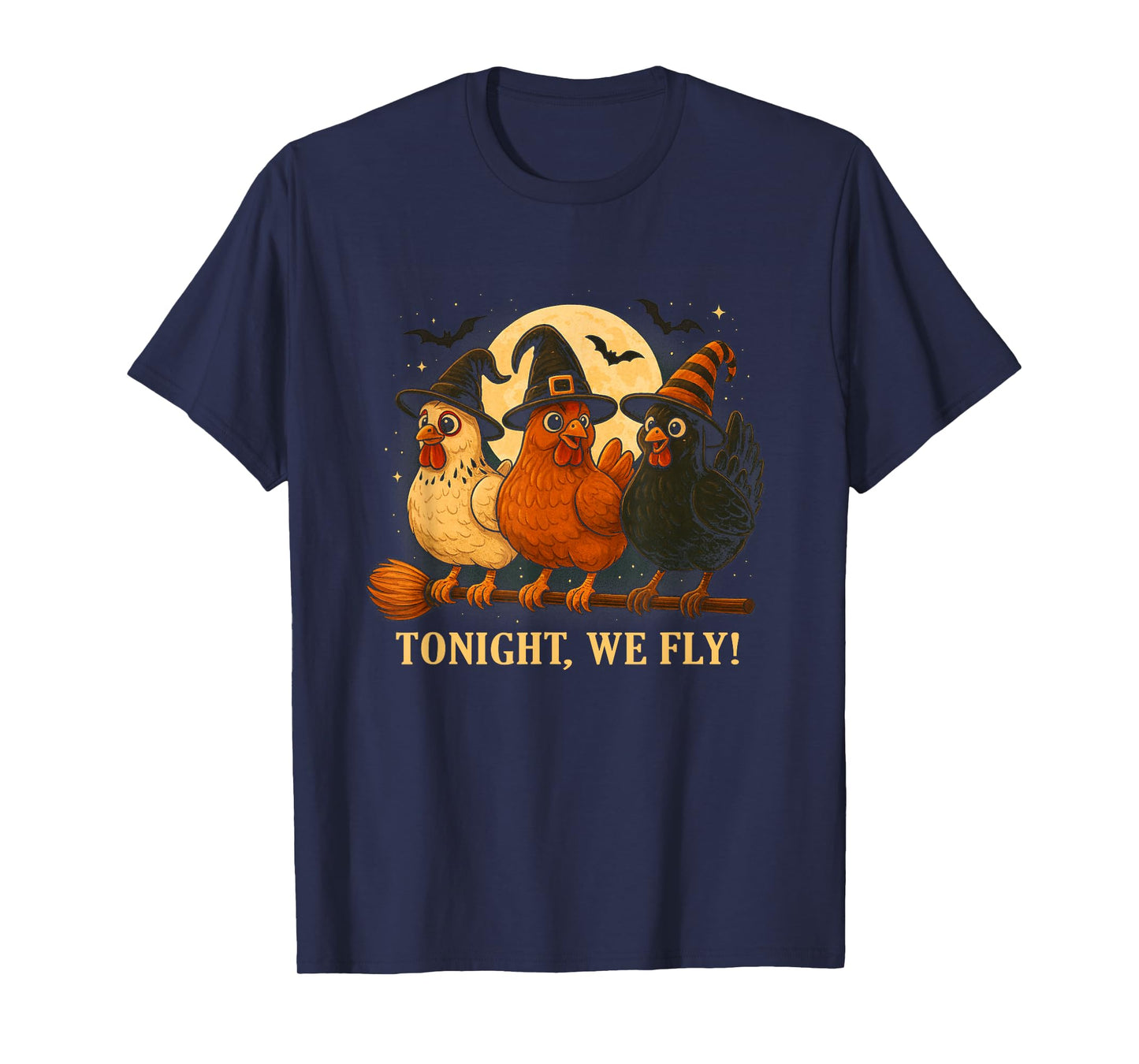 Funny Witch Chicken Tonight We Fly Halloween T-Shirt