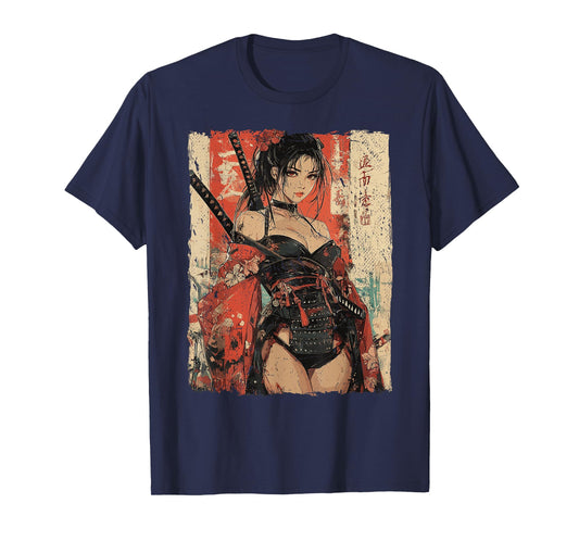 Samurai Warrior Waifu Girl Japanese Ukiyo-e Manga Samurai T-Shirt