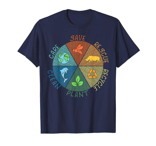 Vintage Earth Day Save Bees Rescue Animals Recycle Plastic T-Shirt