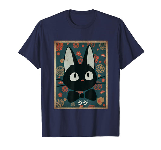 Vintage Kawaii Black Cat Face Cat Lover Japanese Anime Retro Men Women Girls Kids T-Shirt