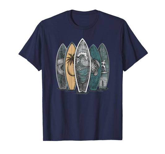 On Back Surfing Tropical Surfboards Vintage Surfboard Surfer T-Shirt