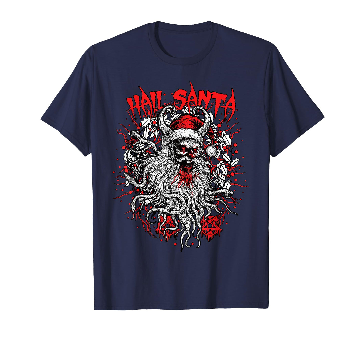 Hail Santa Krampus Pagan Solstice Gothic Wiccan Christmas T-Shirt