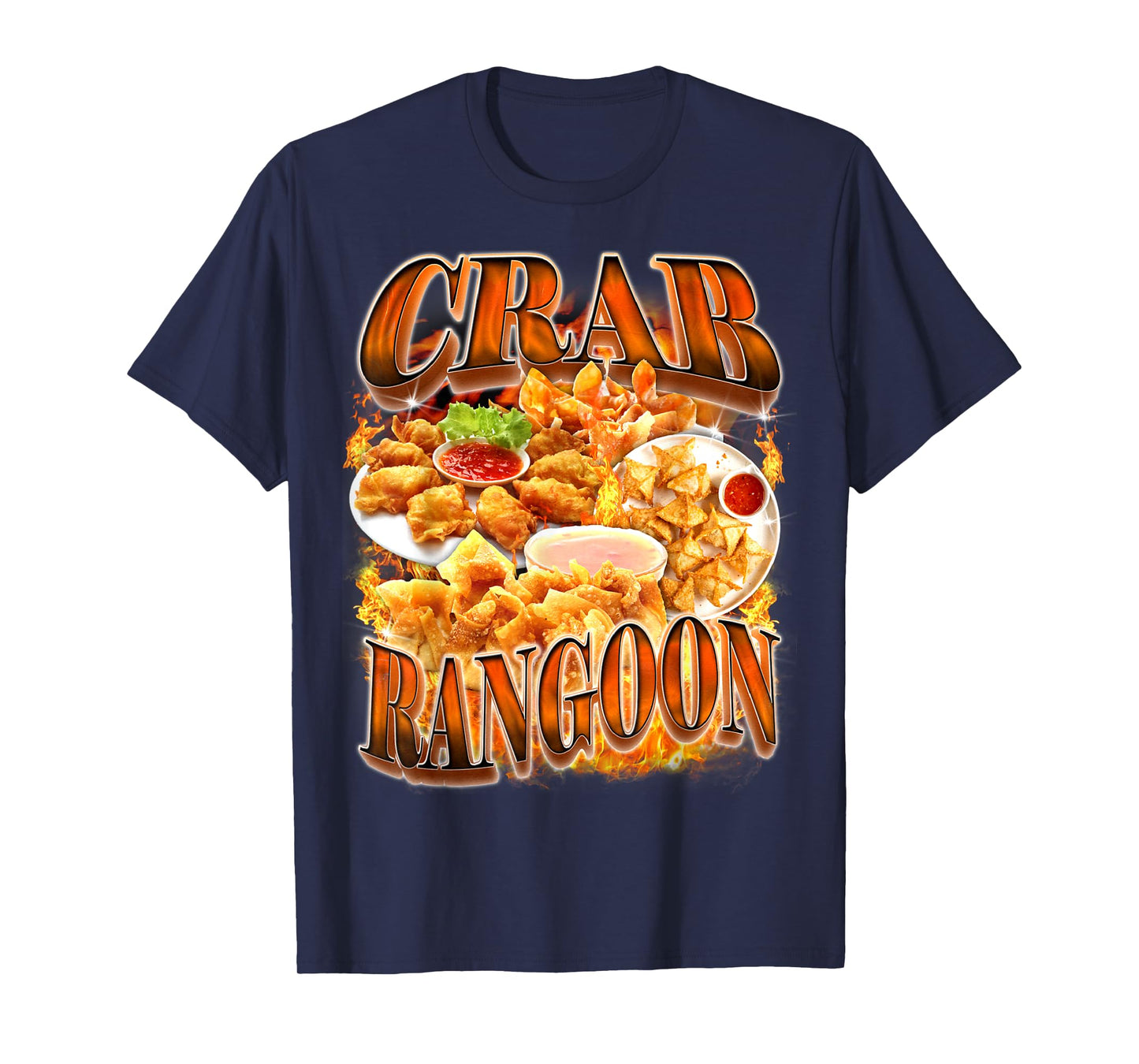 Crab Rangoon Meme Bootleg Rap Style 90s Vintage Funny 1990s T-Shirt
