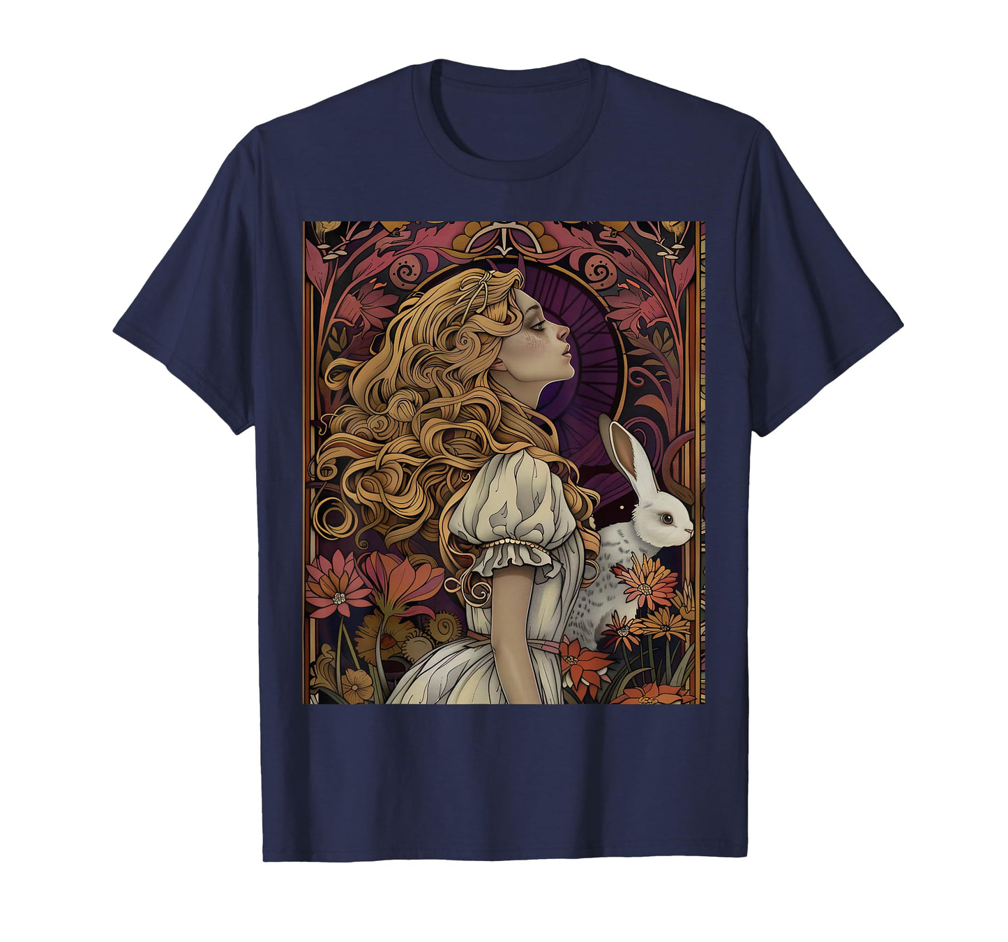Alice in Wonderland Rabbit Fantasy Novel Vintage Art Nouveau T-Shirt
