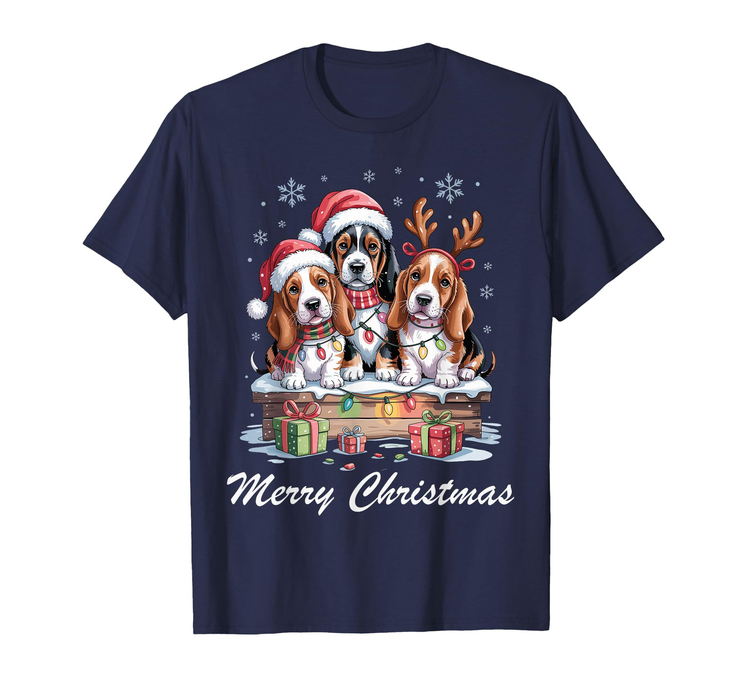 Basset Hound Merry Christmas Basshole Dog Lovers Holiday T-Shirt