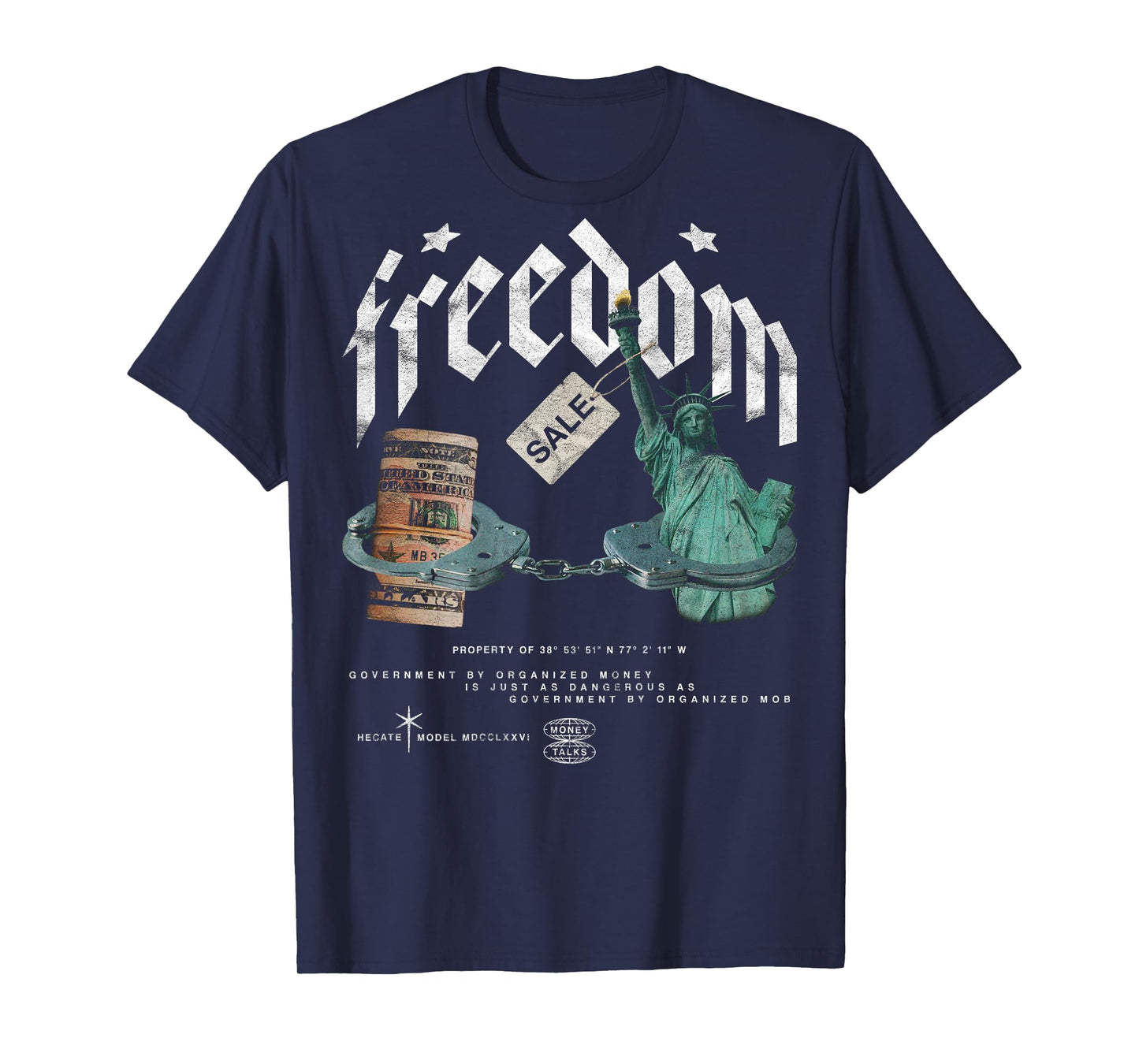Freedom Vintage Streetwear Urban Hip Hop Rock Y2K Back Print T-Shirt
