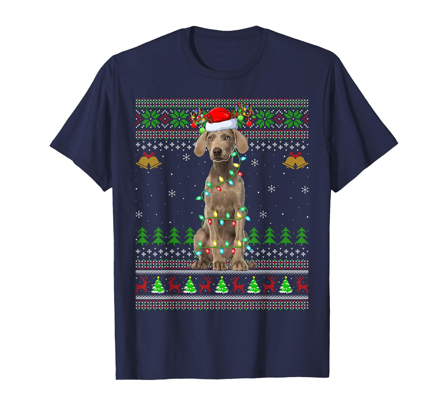 Weimaraner Dog Ugly Christmas Sweaters Holiday Santa Xmas T-Shirt