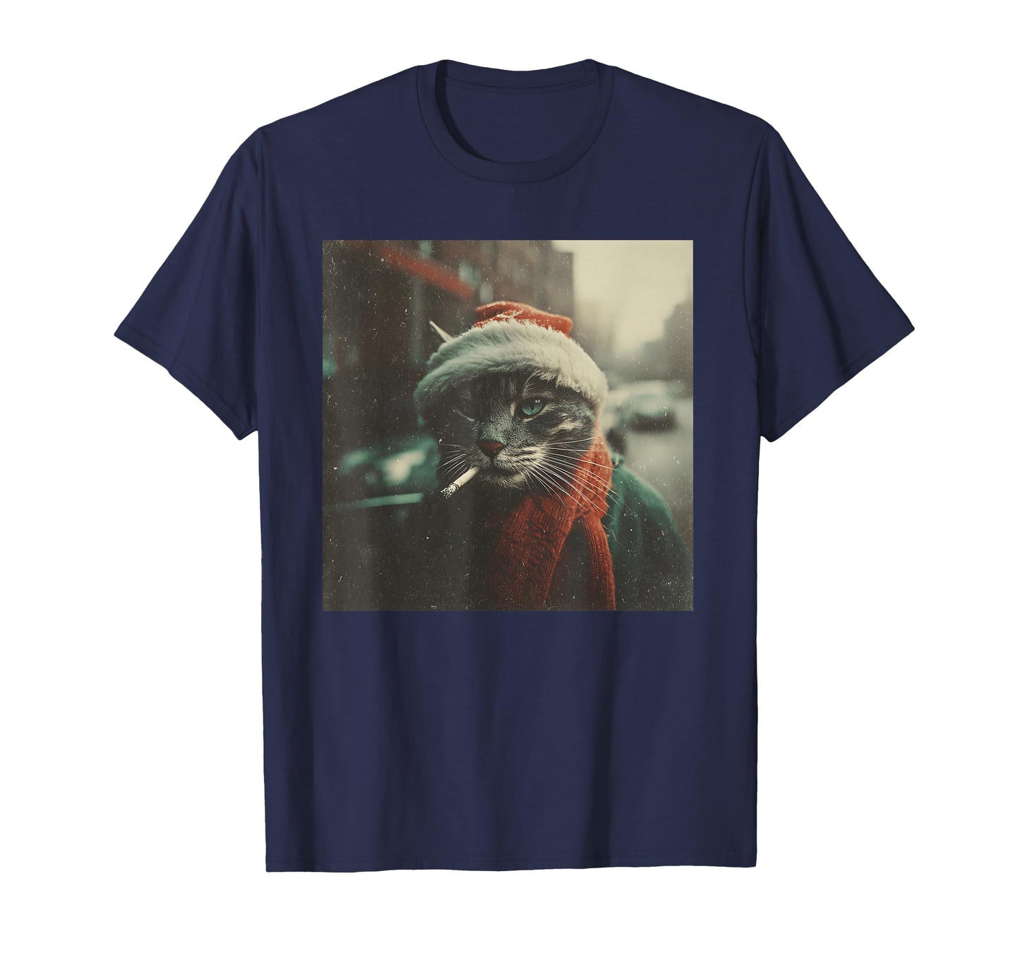 Santa Cat Cigarette Noir Holiday Winter Scarf Festive T-Shirt