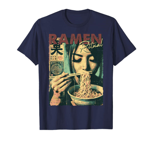 Japanese Woman Ramen Ritual Poster Art Food Women Girls Kids T-Shirt