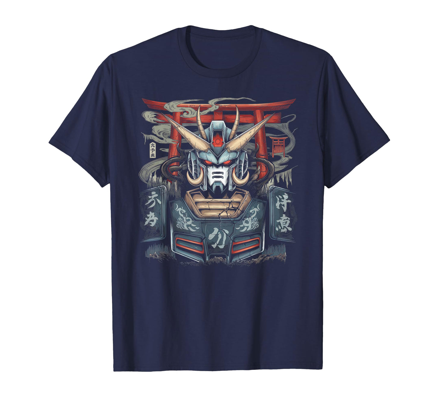 Mecha Tshirt Japanese Mecha Robot Head Anime Art Ukiyo-E T-Shirt