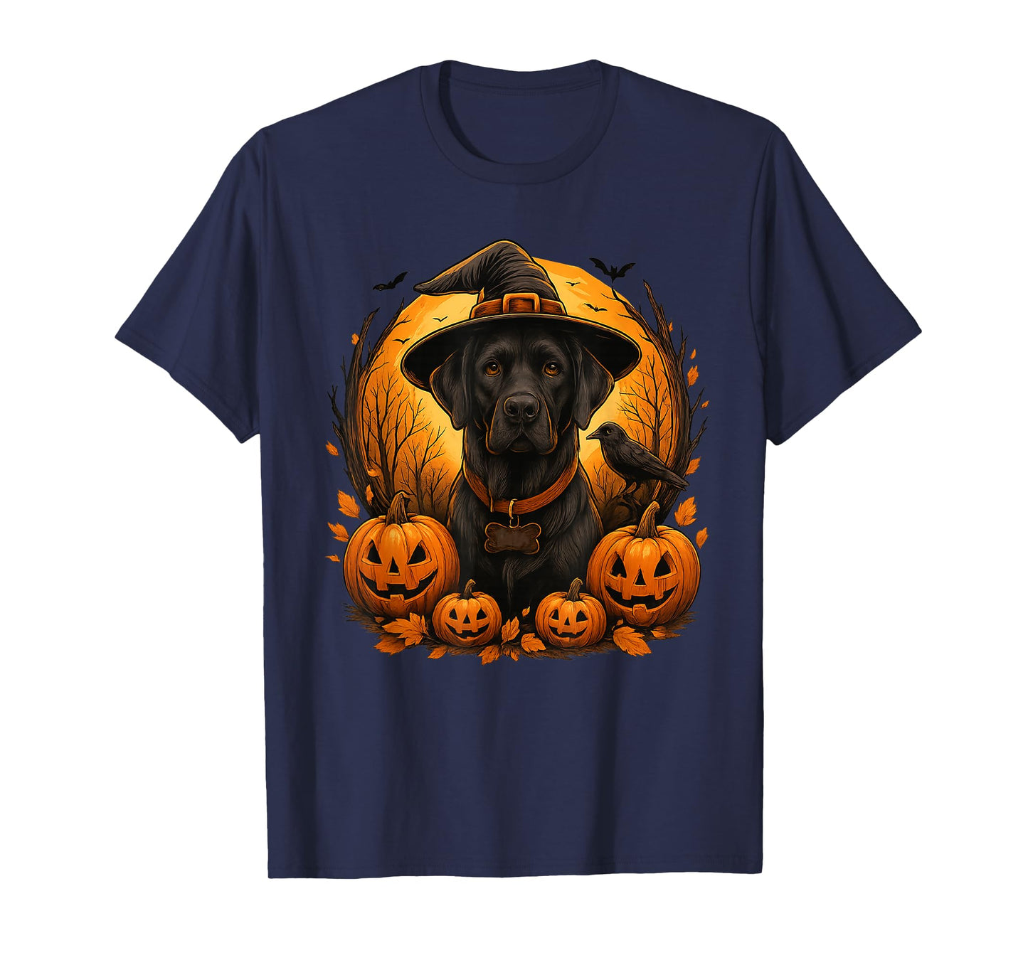 Black Lab Halloween Witch Hat Labrador Dog Pumpkin T-Shirt