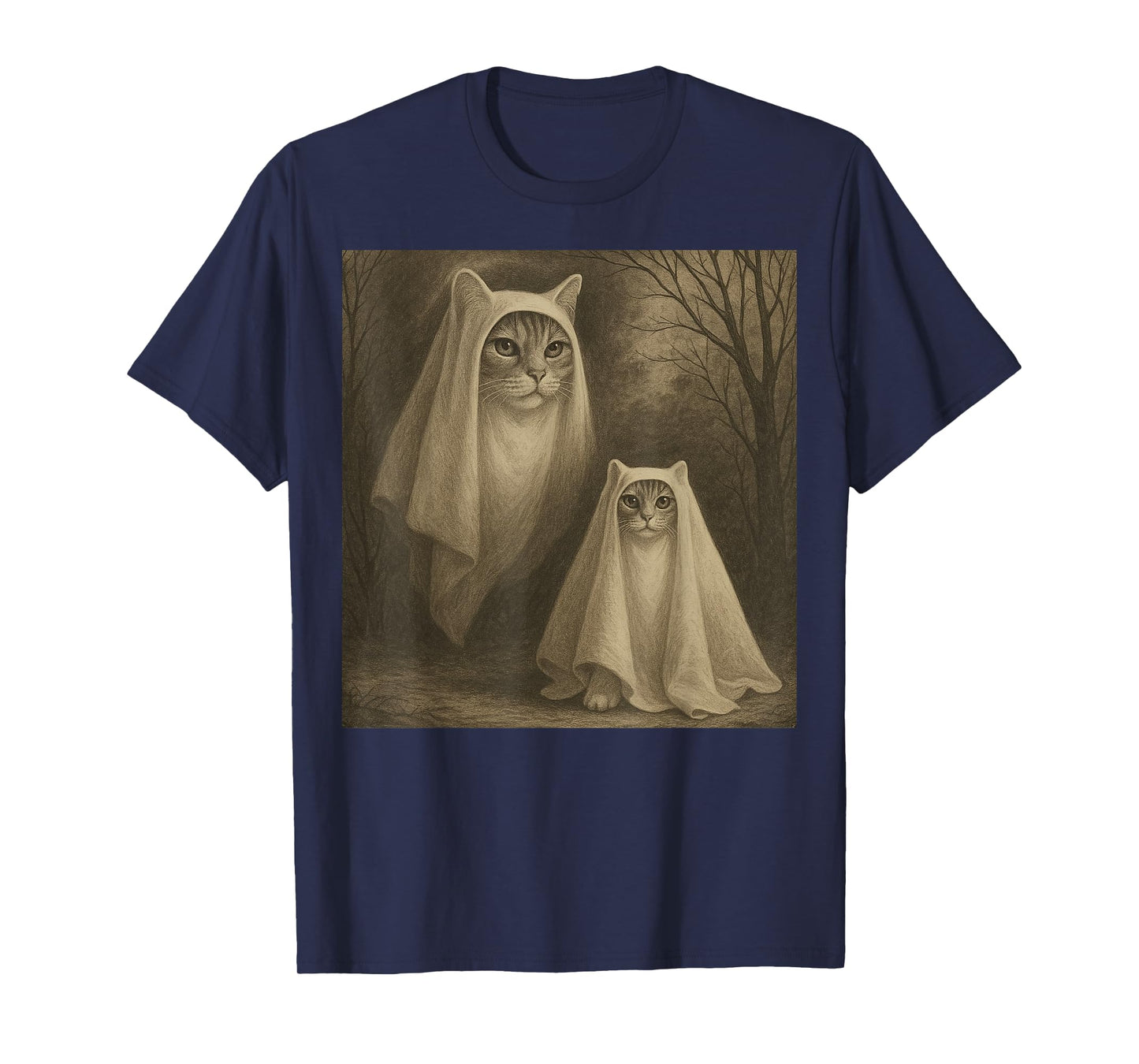 Funny Halloween Ghost Cat Meme Witch Vintage Ghost Kitten T-Shirt