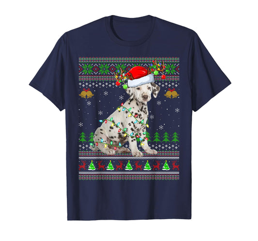 Dalmatian Dog Ugly Christmas Sweaters Holiday Santa Xmas T-Shirt