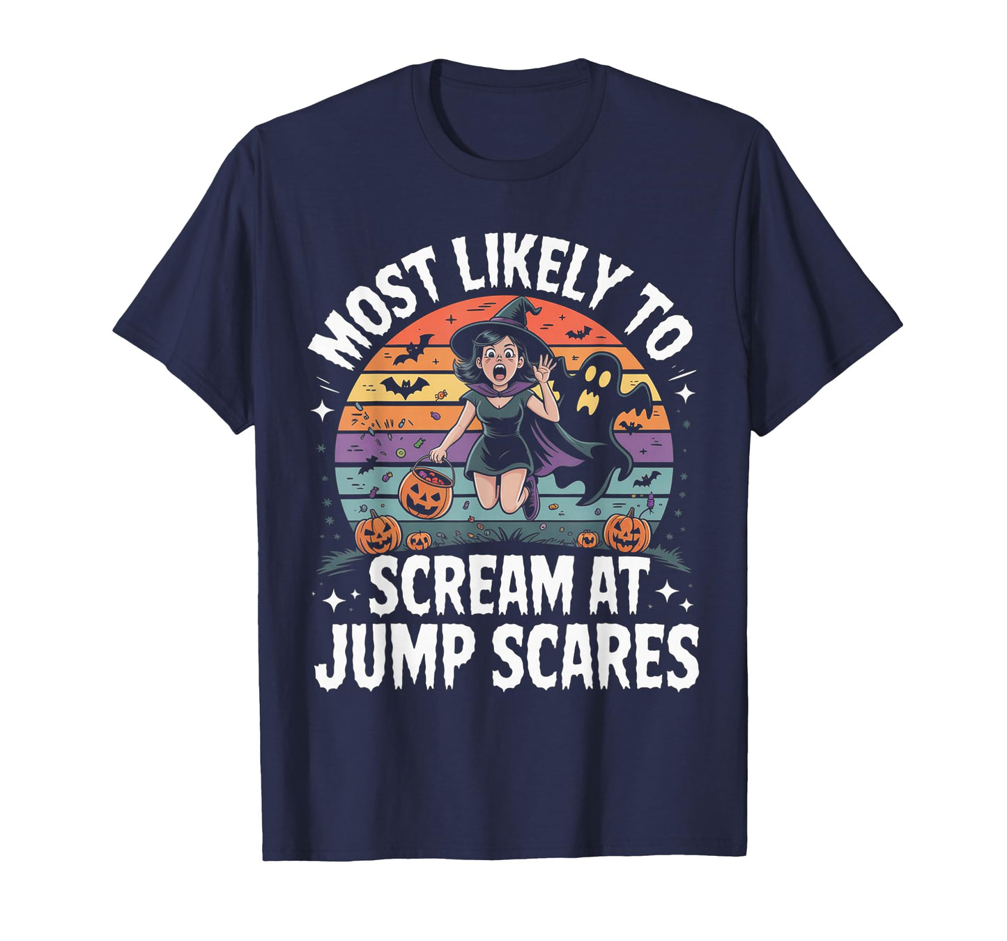 Most Likely to Scream at Jump Scares Funny Halloween T-Shirt