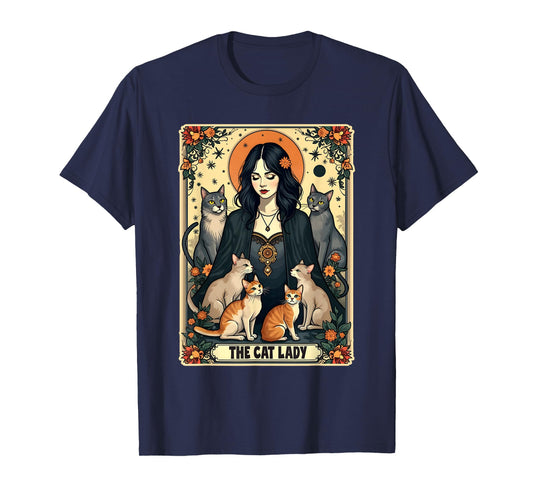 The Cat Lady Tarot Card Shirt Women Witchy Gothic Cat Mom T-Shirt