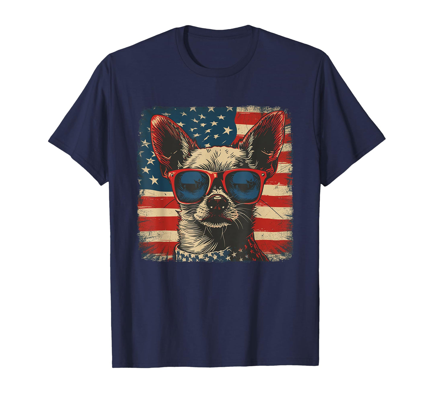 America Flag 4th of July Chihuahua Dog Men Women Kids T-Shirt