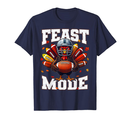 Feast Mode Turkey Vintage Fall Football Thanksgiving Men Boy T-Shirt