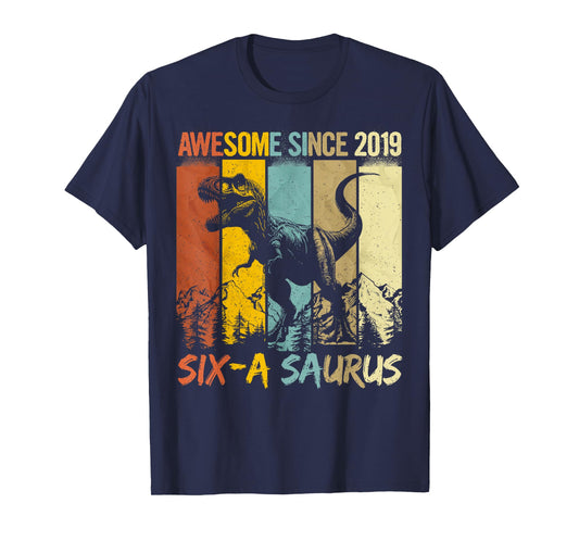 6 Year Old Dinosaur 6th Birthday T Rex Dino Six A Saurus T-Shirt