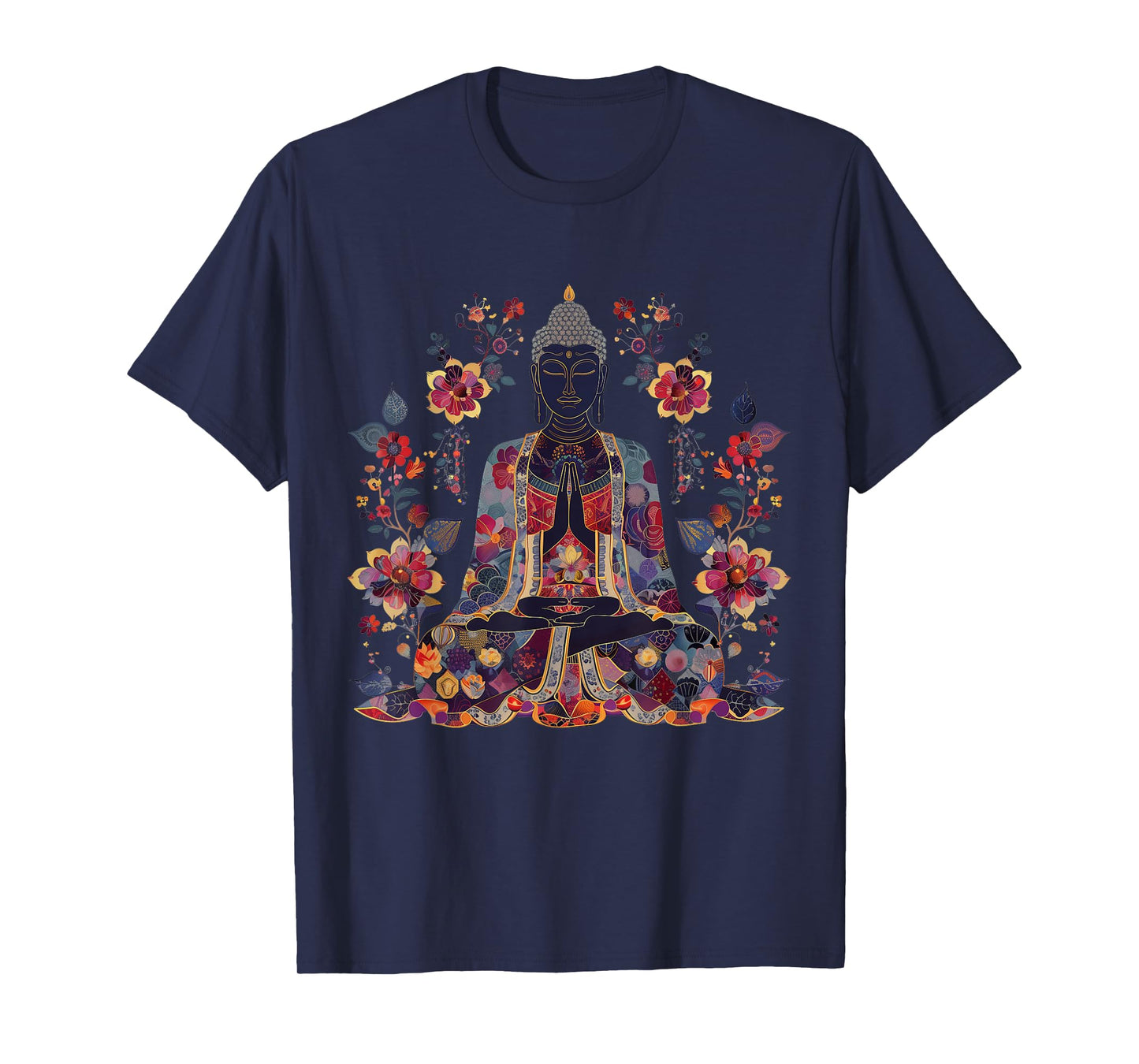Buddha Floral Vintage Flower Yoga Buddhism Yogi Buddhist T-Shirt