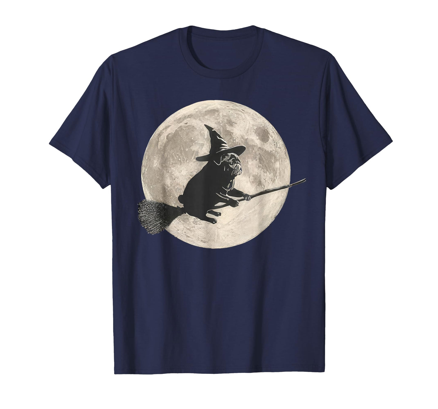 Funny Halloween Witch Pug Moon Dog Mom Pug Lover T-Shirt