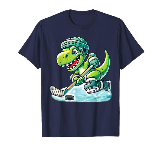 Hockeysaurus Dinosaur Ice Hockey Trex Kids Boys Ice Hockey T-Shirt