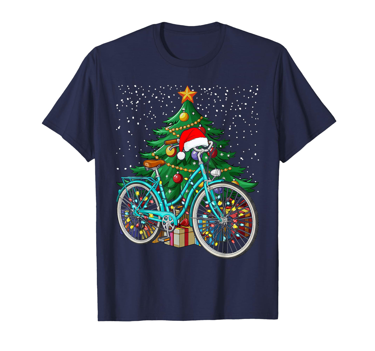 Bike Bicycle Christmas Santa Hat Xmas T-Shirt