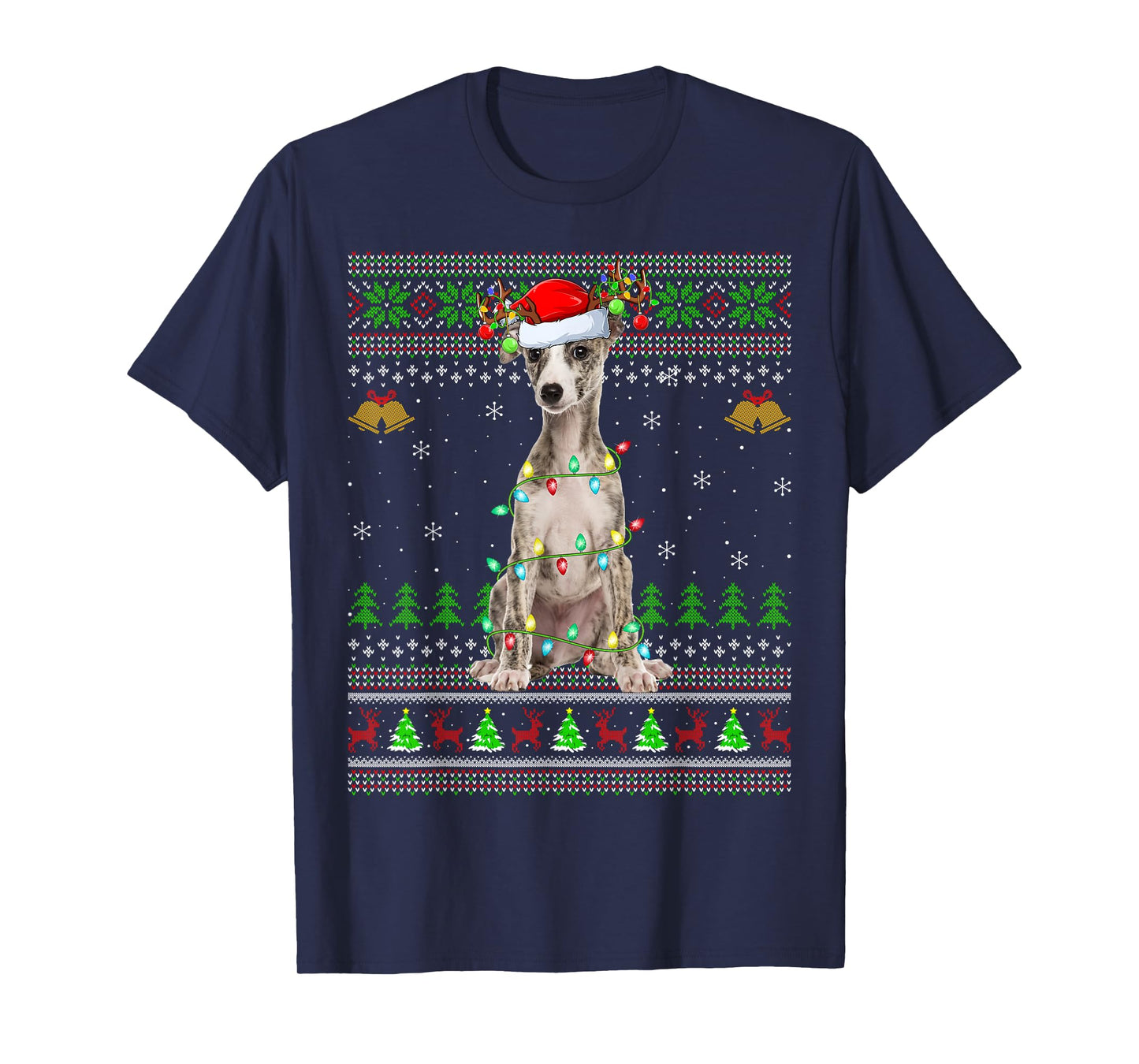 Whippet Dog Ugly Christmas Sweaters Holiday Santa Xmas T-Shirt