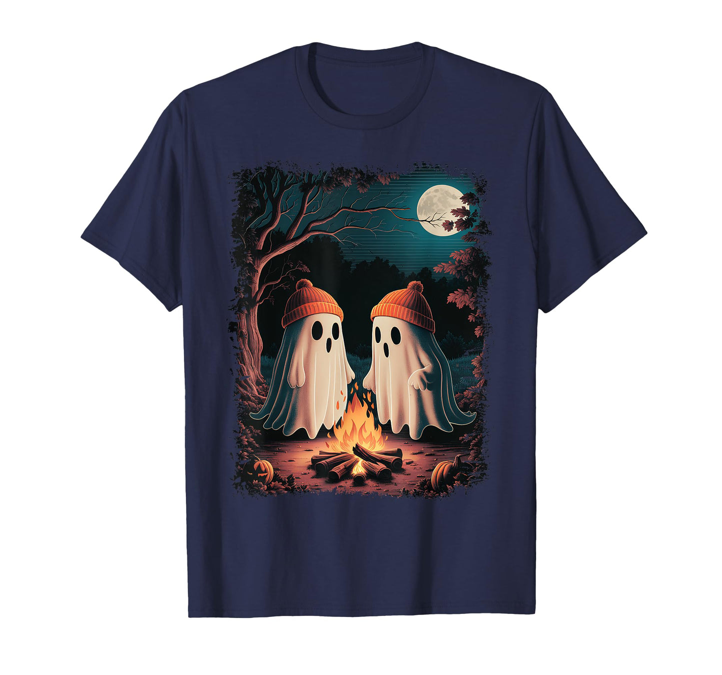 Vintage Ghost Camping Campfire Gothic Halloween Men Women T-Shirt