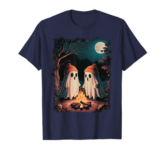 Vintage Ghost Camping Campfire Gothic Halloween Men Women T-Shirt