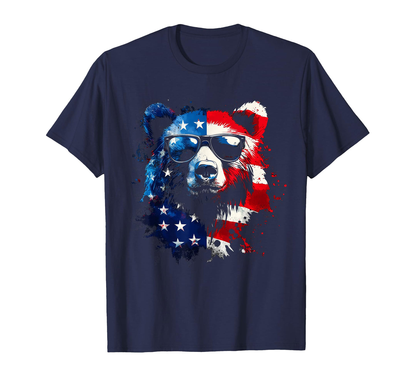 Patriotic Bear American Flag Grizzly Bear 4th Of July T-Shirt