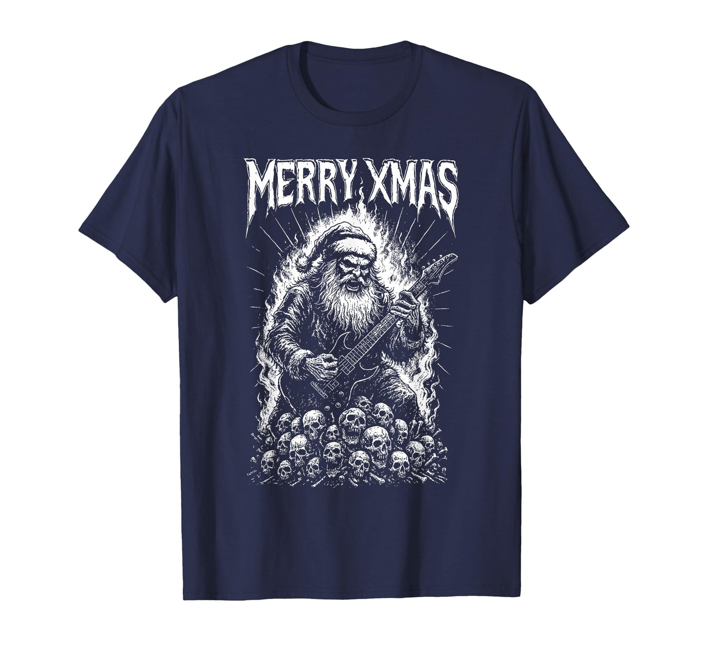 Merry Xmas Edgy Guitarist Santa Dark Christmas T-Shirt