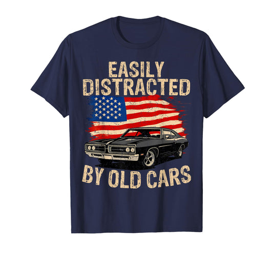 Easily Distracted by Old Cars Vintage Car Men Women T-Shirt