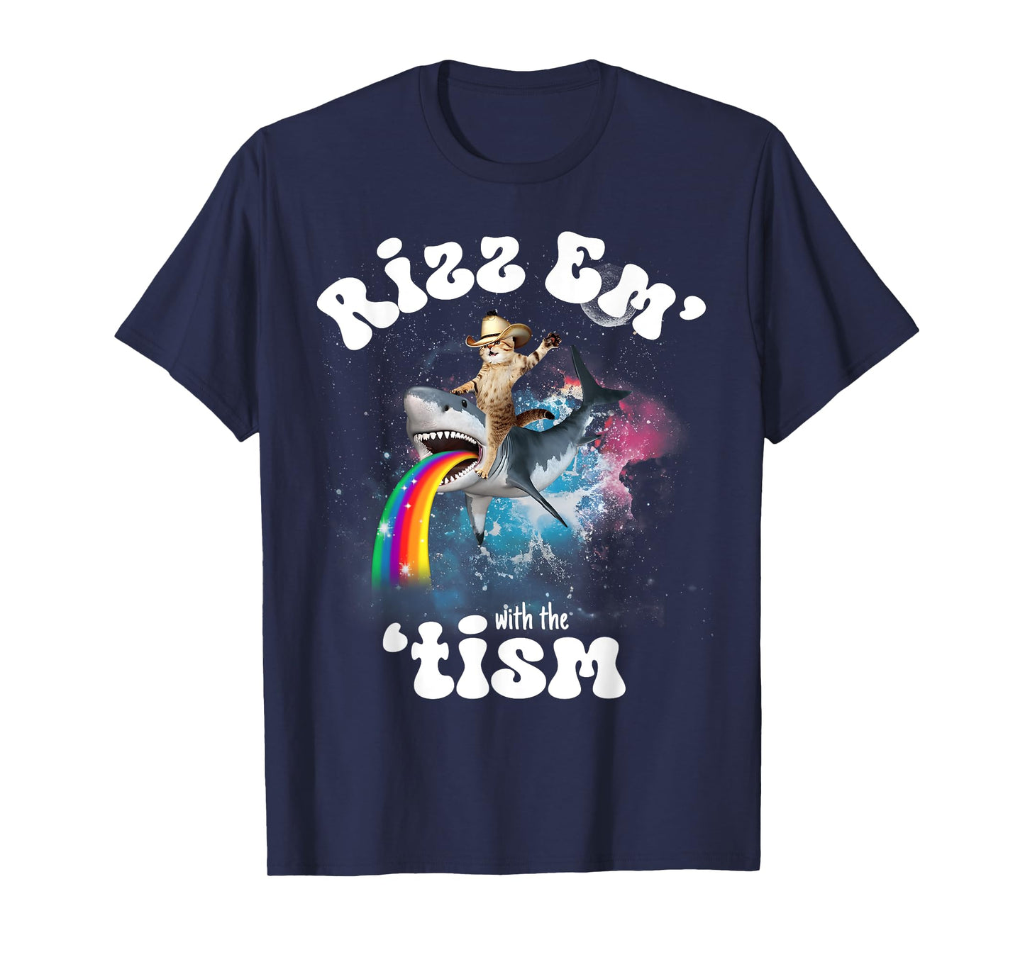 Rizz Em With The Tism Funny Meme Y2K Cat Autism Awareness Men Women Kids T-Shirt