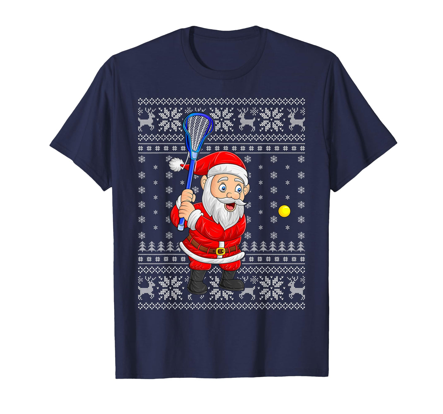 Santa Playing Lacrosse Ugly Christmas Sweaters Xmas T-Shirt