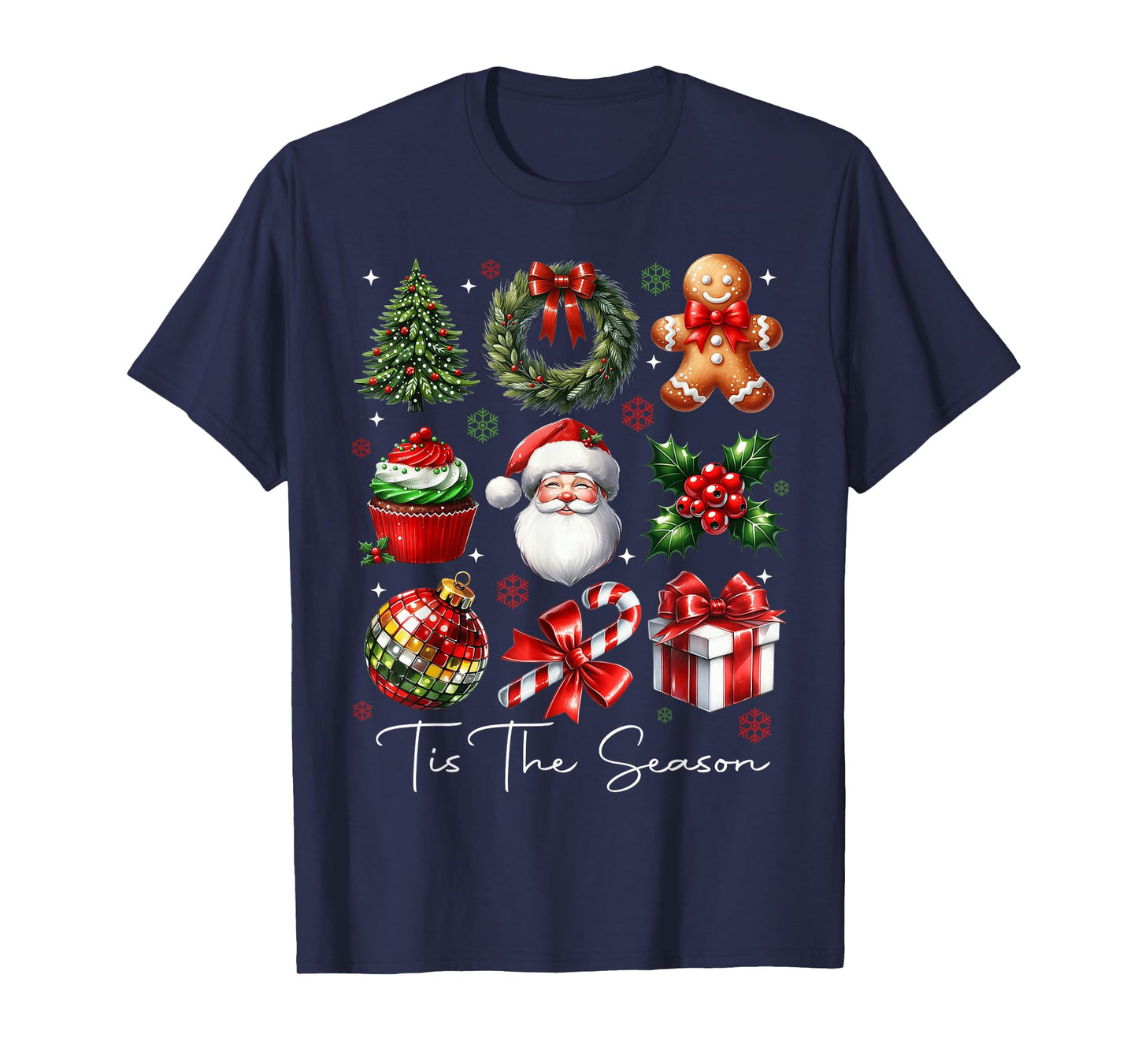 Tis The Season Christmas Santa Gingerbread Xmas Tree Pajamas T-Shirt