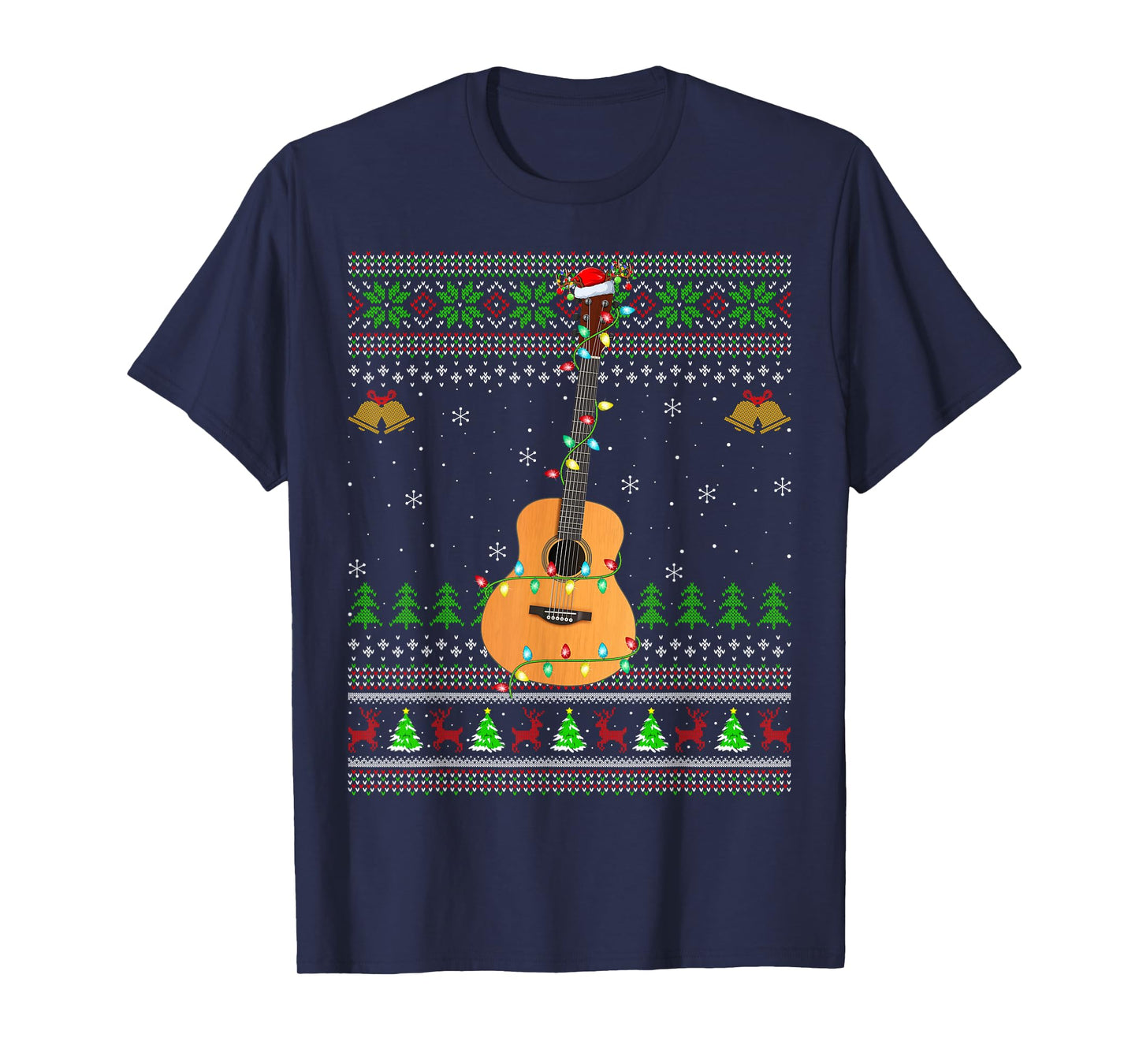 Ukulele Guitar Ugly Christmas Sweaters Music Lover Xmas T-Shirt