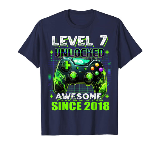 7th Birthday Boy Level 7 Gamer 7 Year Video Game Party T-Shirt