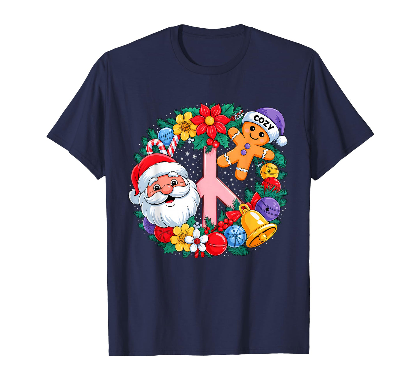 Retro Groovy Christmas Santa Claus Gingerbeard Xmas Vibes T-Shirt