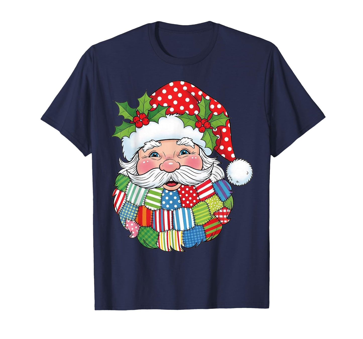 Patchwork Santa Claus Retro Christmas Funny Mens Womans Kids T-Shirt