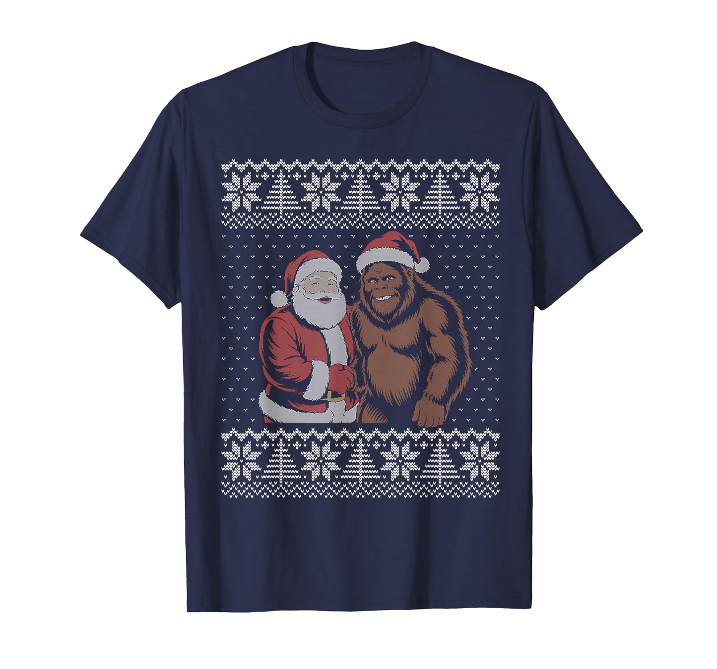Santa Bigfoot Ugly Christmas Sweater Funny T-Shirt