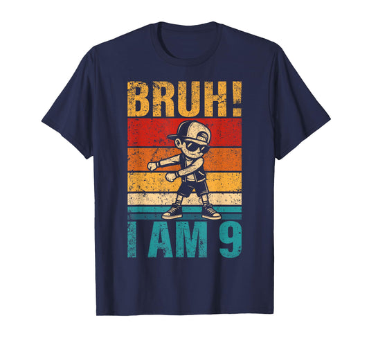 9 Year Old Birthday Flossing Boy Bruh It's My 9th Birthday T-Shirt