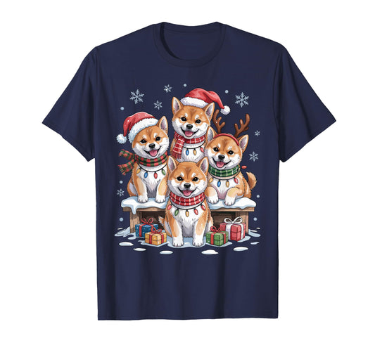 Cute Shiba Inu Christmas Puppies Dog Lovers Funny Holiday T-Shirt