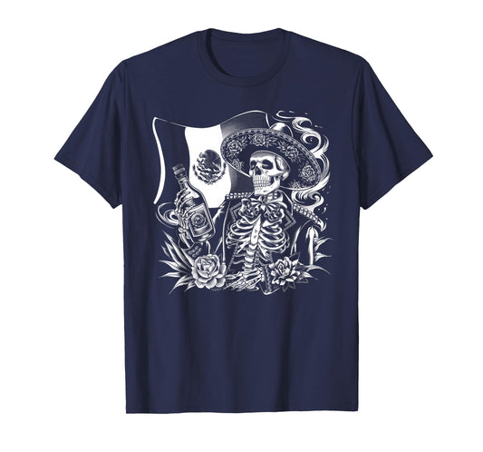 Mexico Vintage Skeleton Tequila Dia De Los Muertos Mexican T-Shirt