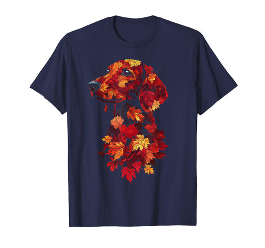 Dachshund Fall Autumn Leaves Funny Wiener Dog Lover T-Shirt