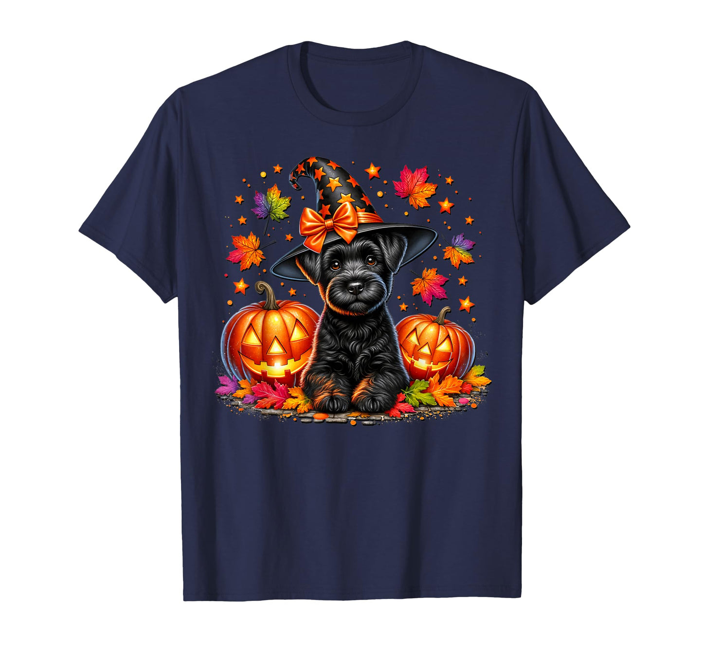 Schnauzer Halloween and Fall Pumpkins for Schnauzer Mom T-Shirt