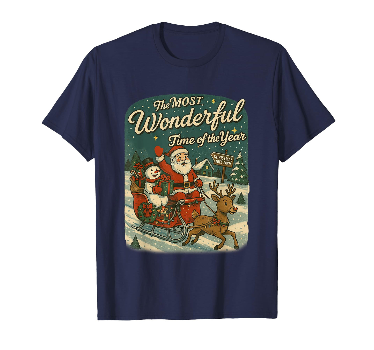 Vintage The Most Wonderful Time of The Year Christmas Santa T-Shirt