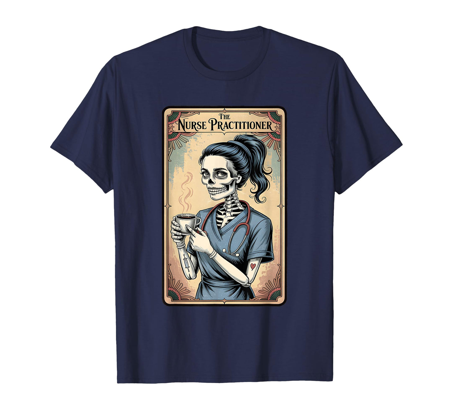 Nurse Practitioner Tarot Card Skeleton Halloween Witch Vibes T-Shirt